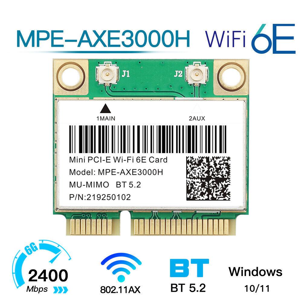 Mini PCI-E WiFi 6E Card MPE-AXE3000H - Tri-Band 802.11AX, BT5.2 Wireless Adapter for PC