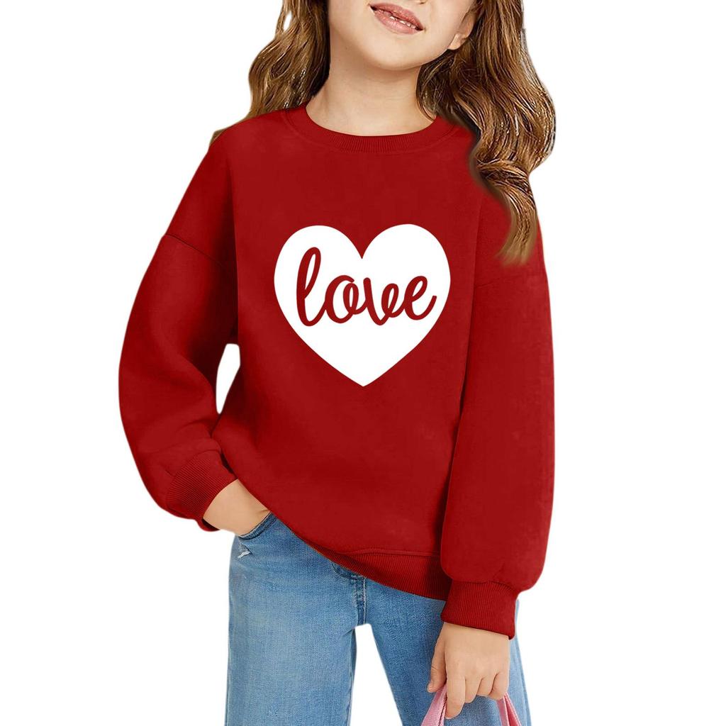 Mädchen Rundhals-Pullover für Kinder Bedruckte Baby-Oberteile Valentinstag
