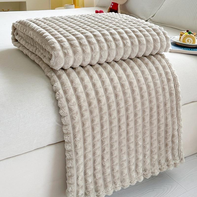 

Grid striped flannel blanket, solid color soft woolen blanket, sofa bedroom comfortable warm bed blanket 100cmx150cm 1pcs хакі