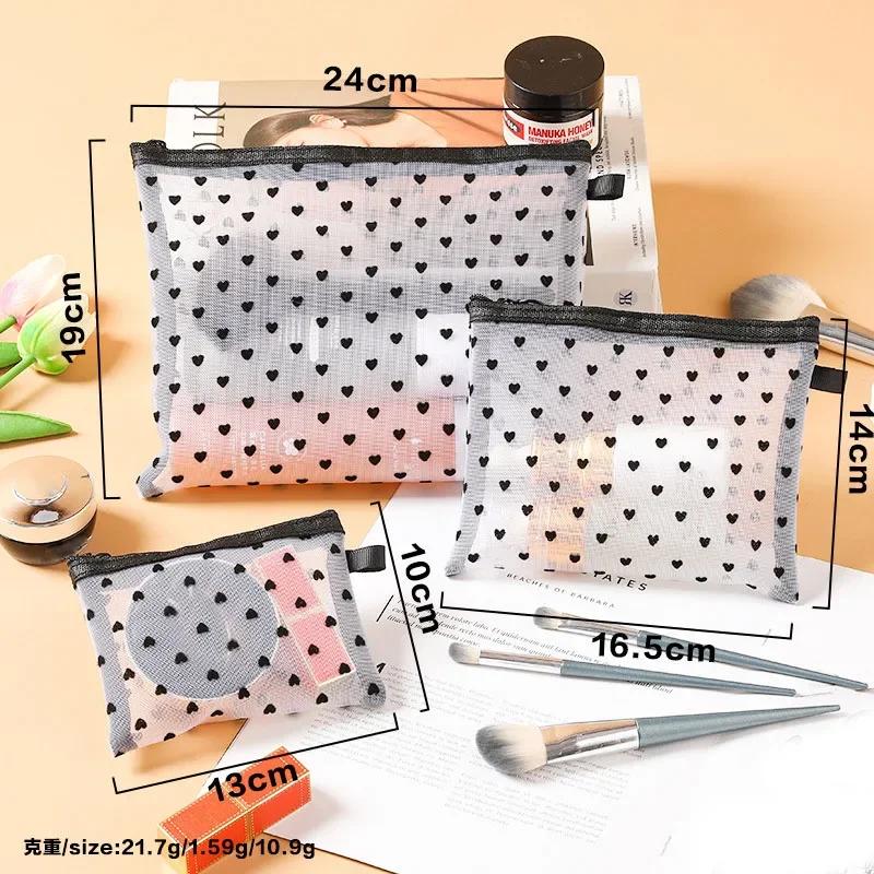 

1Pcs Hot Mini Transparent Heart Makeup Bag Women Portable Lipsticks Cosmetic Storage Pouch Ins Clear Ctue Small Make Up Bag M 16.5x14cm