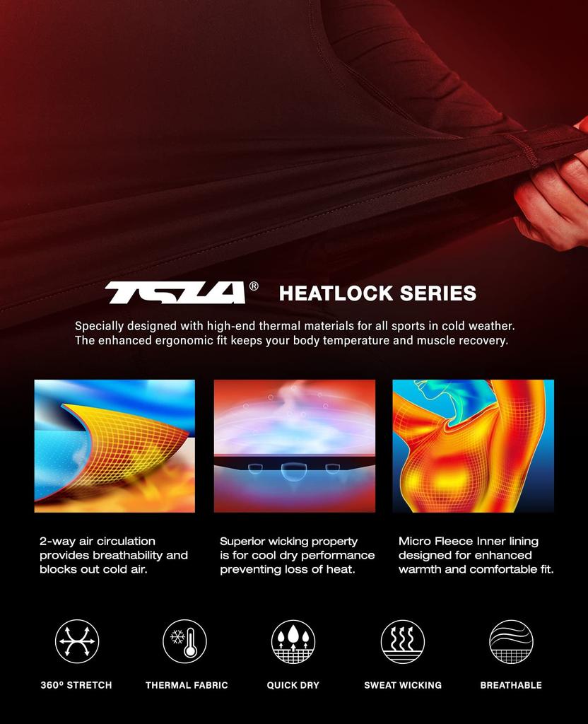 Tesla Sports and Long Sleeve Compression Perfect for and Yoga Women's High-Neck Undershirt, 2-Piece Set, Fleece-Lined, Moisture-Wicking, Quick-Drying,