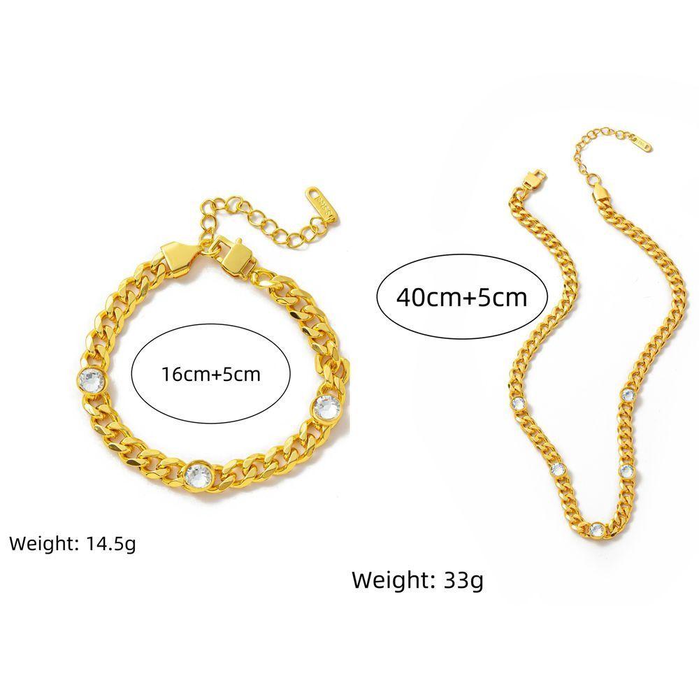 Elegant Cuban Zirconia Necklace Non-fading Accessory Rhinestone Bracelet Youth Jewelry