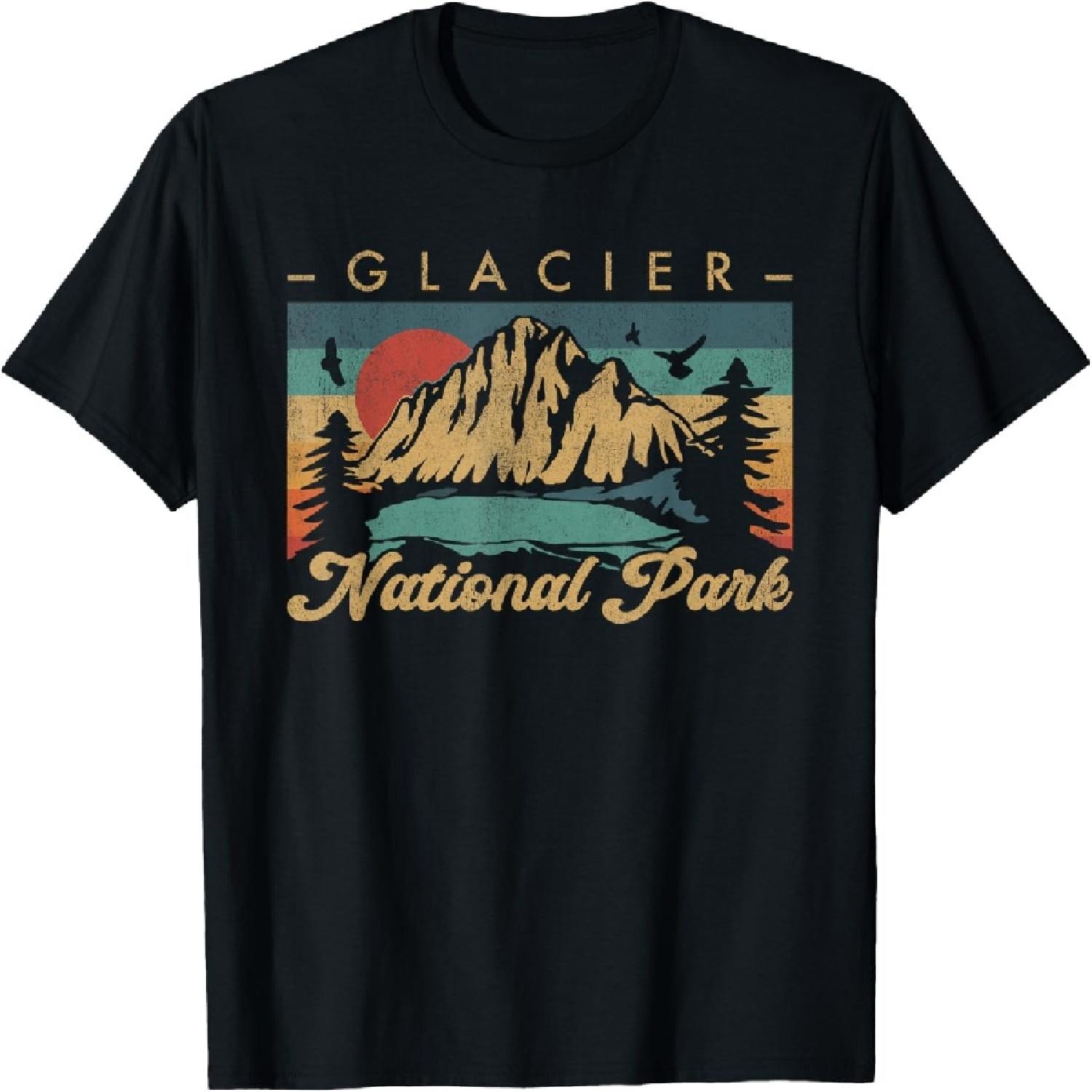 Retro Vintage Graphic Glacier National Park T-Shirt XXXXXL разноцветный