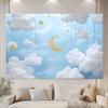 One party banner 2D flat blue cloud background cartoon cute blue and white gold moon shining stars party decoration