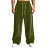 Pantalones de pana para hombre de cintura alta con bolsillos de corte holgado pierna recta ancha color casual