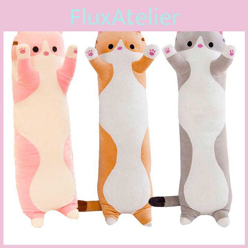 Plush Cat Long Toy Soft Stuffed Kitten Pillow Kids Sleeping Pillow Decor Home