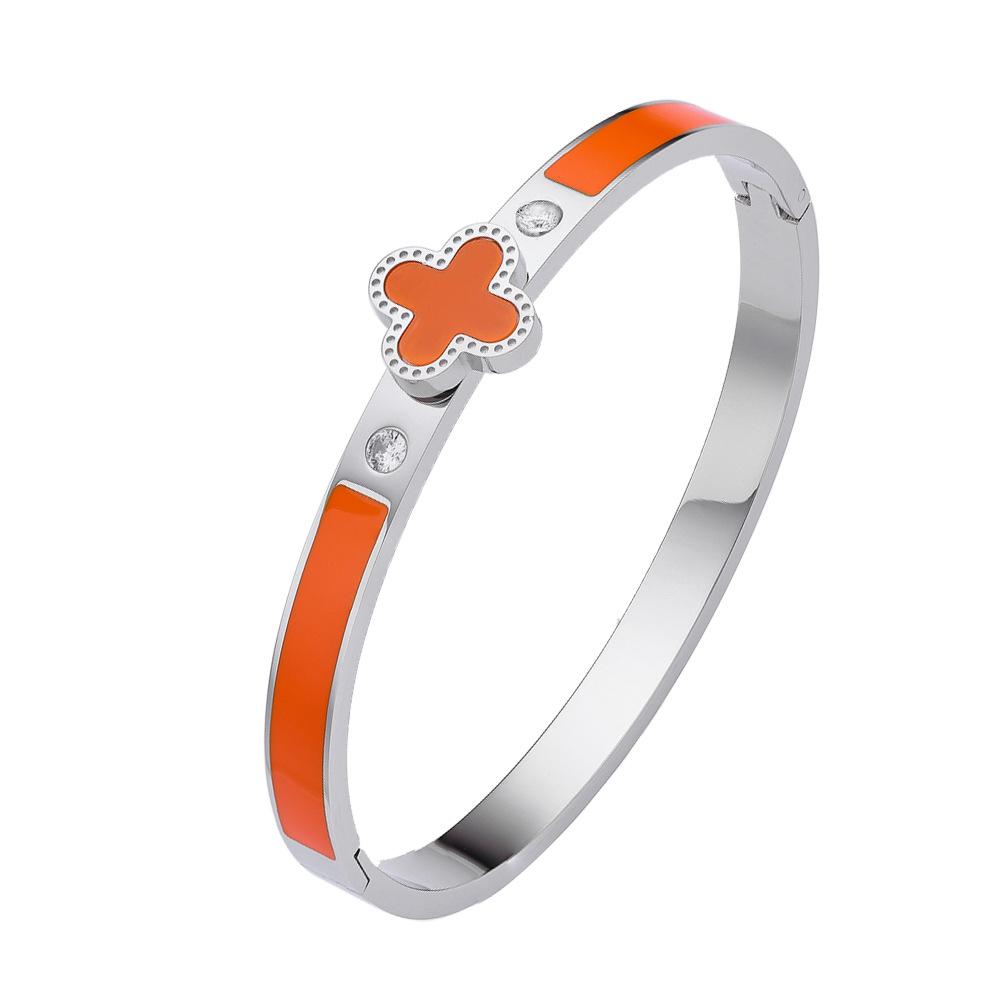 

Модный браслет из циркония для женщин, высококачественный браслет с эмалью и клеем в виде четырехлистного клевера