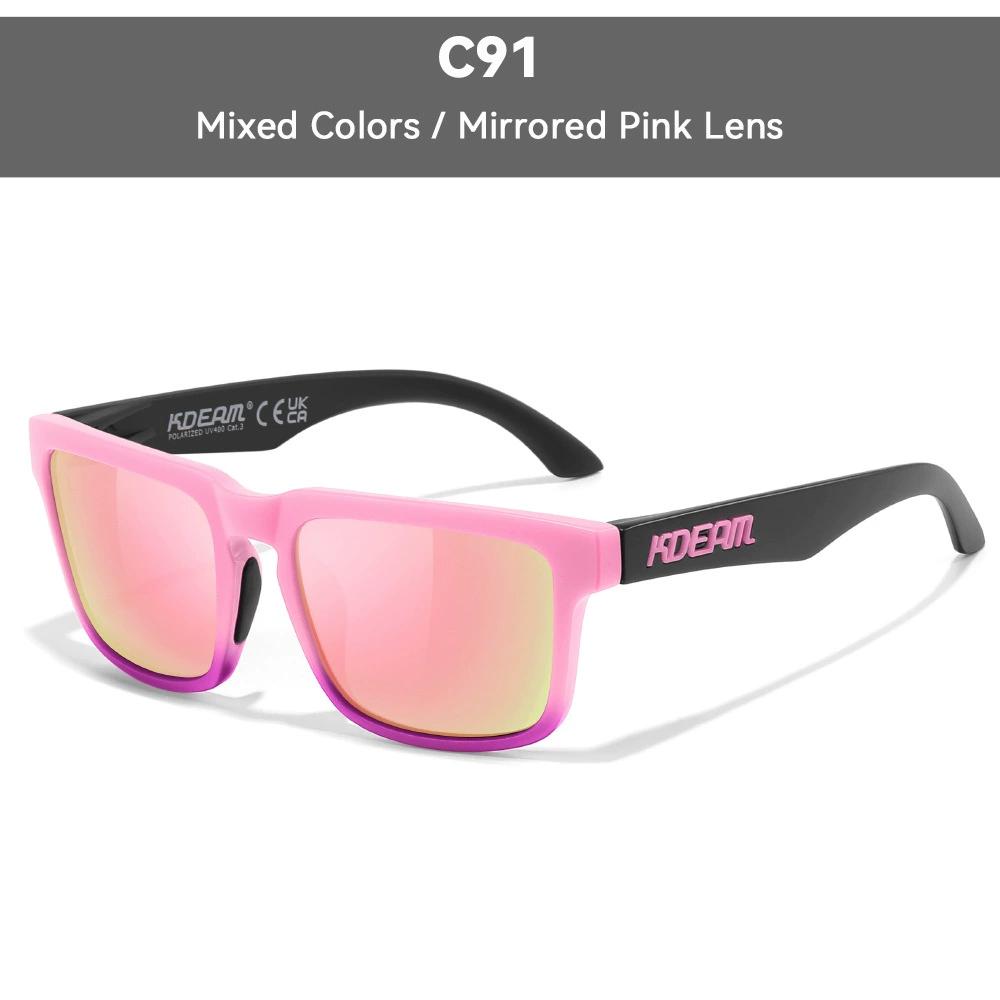 KDEAM Brand Men Square Polarized Sunglasses Colorful Design Cool Fashion Women Shades Summer Sun Glasses Mirrored Coating Lens
