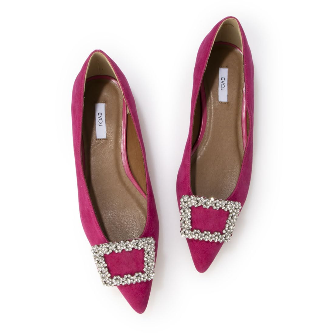 

Женские розовые замшевые туфли-лодочки Evol IX5529 с острым носом и съемной пряжкой, размер 23,0 см