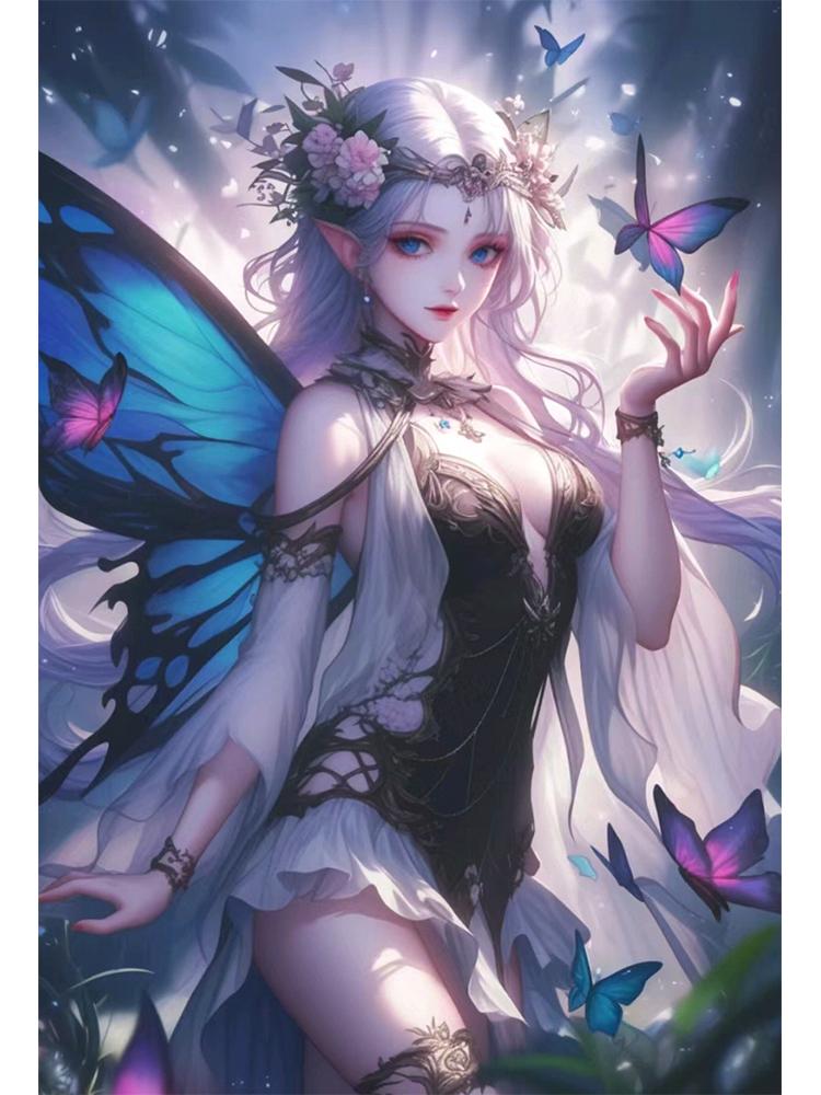 Cartoon 5D Diamond Painting Butterfly Elf Full Round Square Diamond Mosaic DIY Handmade Embroidered Home Decoration