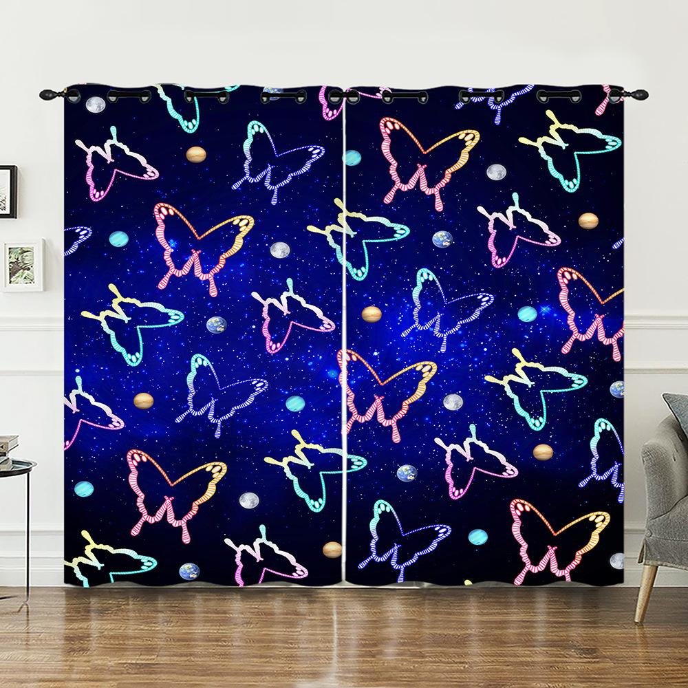 Curtains Butterfly Pattern Curtains Bedroom Living Room Universal Digital Printing Blackout Curtains