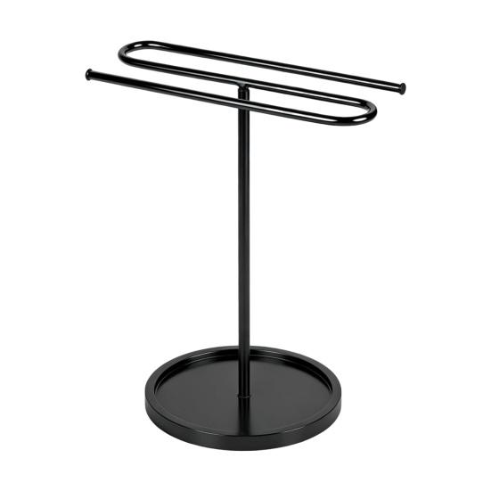 

Towel Rack Iron Countertop Freestanding Bathroom Towel Rack with Storage Tray Anti-Rust Bathroom Rack for Home Hotel чёрный