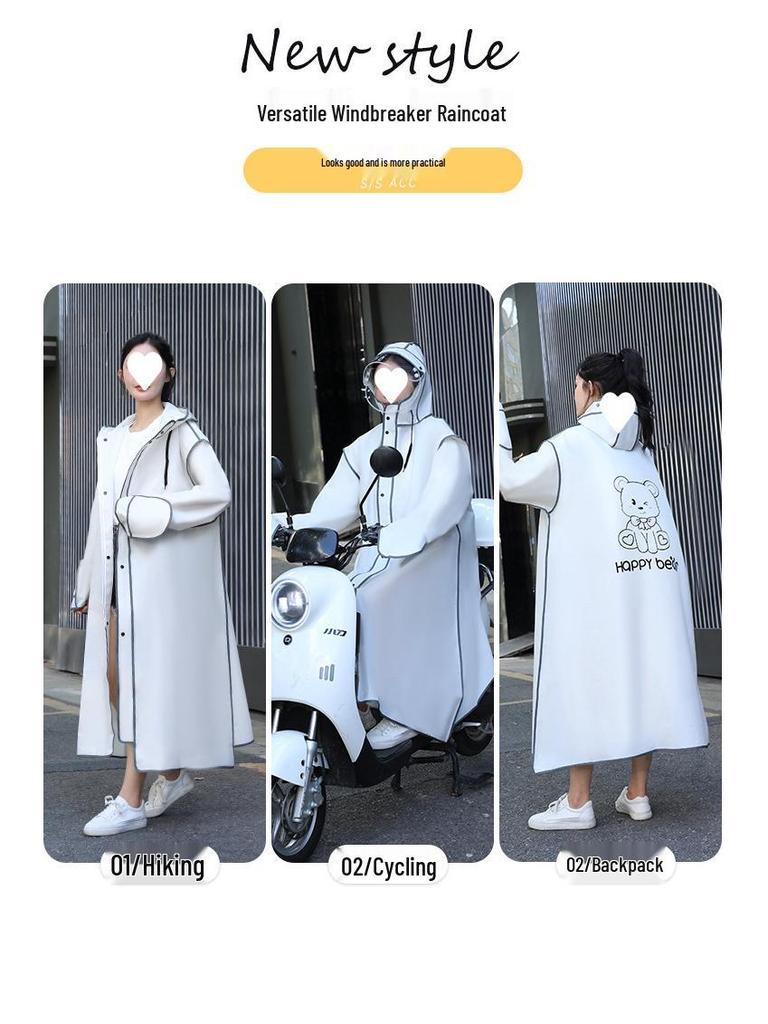 Full-Length Rainproof Poncho for Adults - Unisex Raincoat for Electric Car or Bicycle Riding