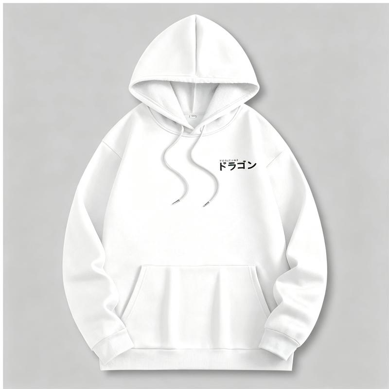 Hooded Sweatshirt And Fleece Casual All-Match Dragon Series Print Sweatshirt