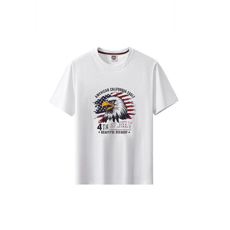 Foreign Trade Export To Domestic Sales Men's Clothing American Vintage Cotton Short Sleeve T-shirt Men's Summer Bottoming Shirt Print T-shirt