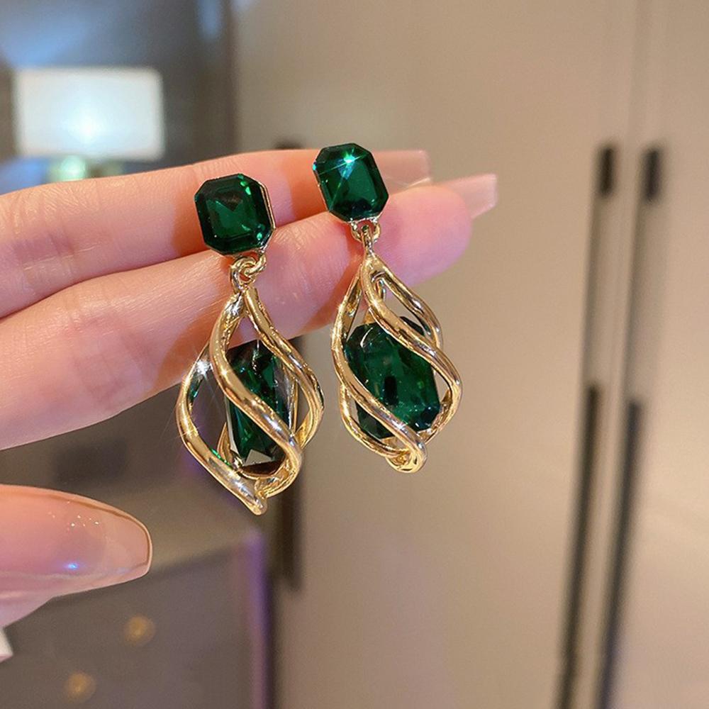 Non Pierced Green Blue Resin Clip On Earrings For Women Wedding Party Gift Geometric Jewelry Fake Piercing Ear Cuff Earring