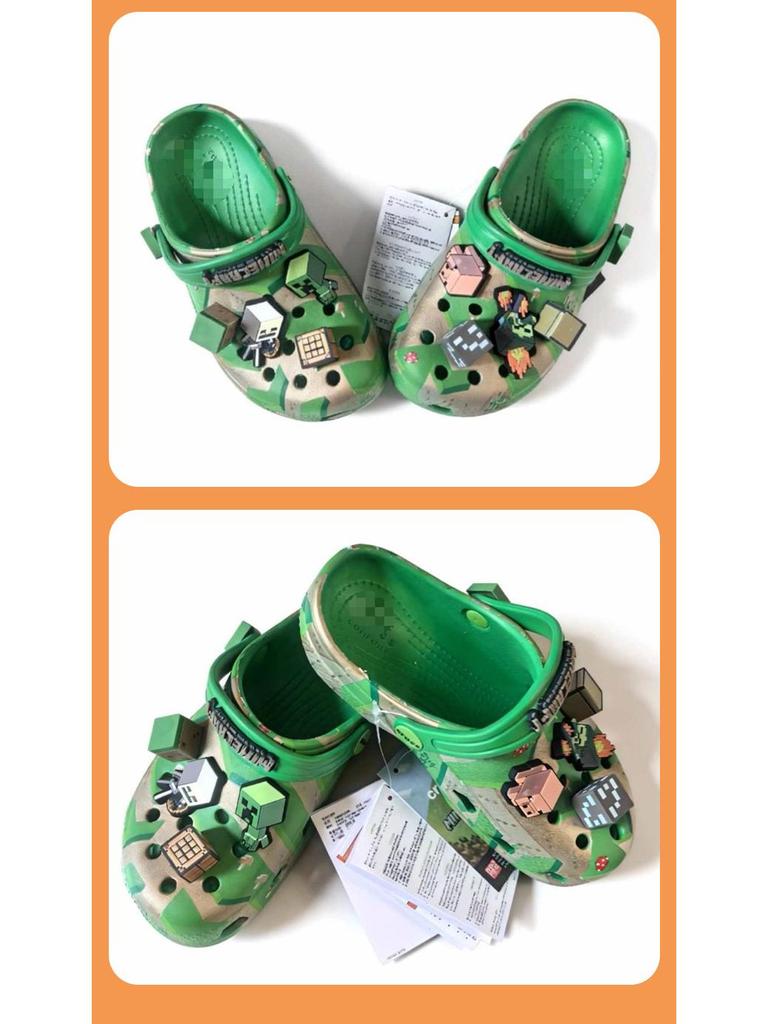 Kids' Minecraft Clog Sandals with Charms - Non-slip, Breathable, Wear-resistant, Closed-toe