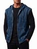 Men's Casual Full Zip Hooded Denim Vest Jacket, Sleeveless Jean Outerwear for Everyday Wear