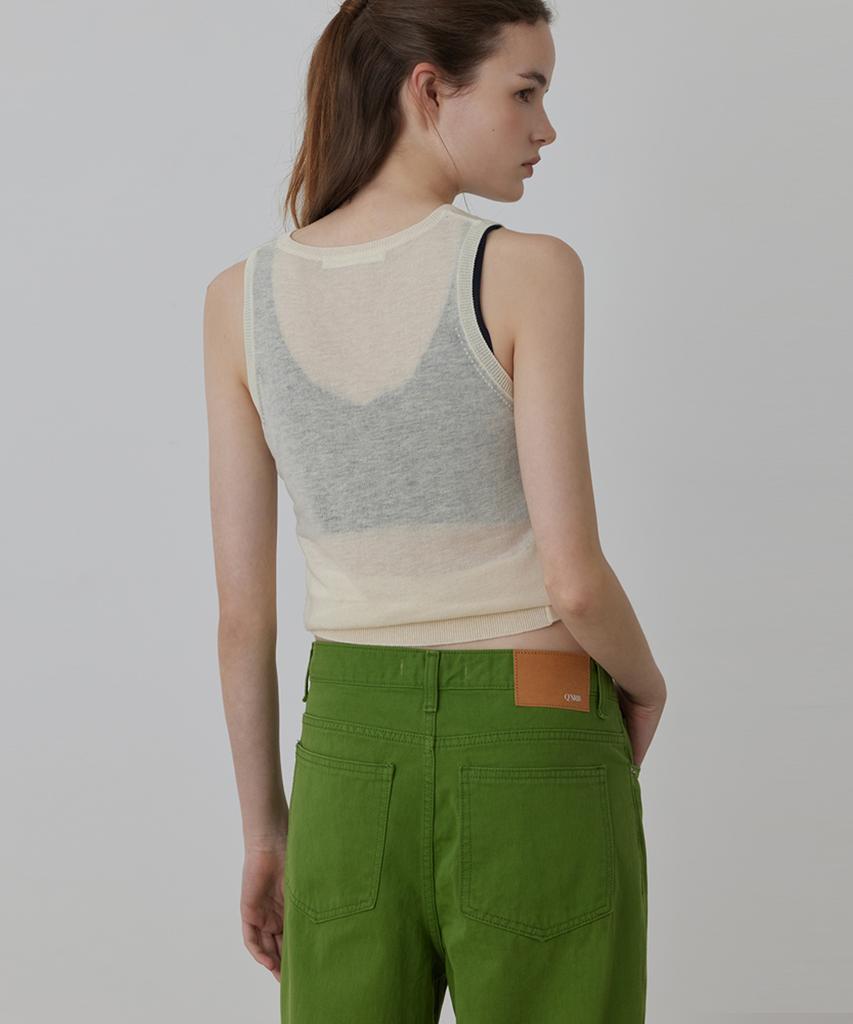 Kwinseulaebis Linen-Blend Sleeveless Knit Top_3Colors
