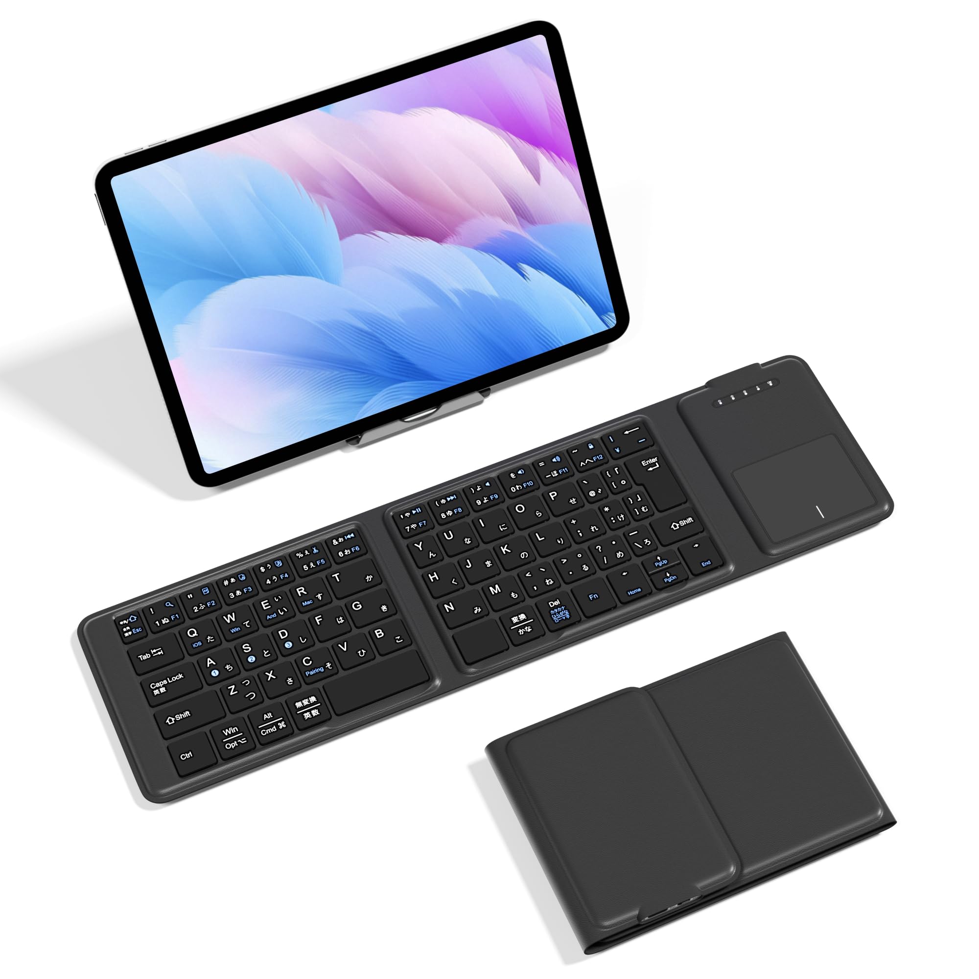 

Innovative Ewin Folding Wireless Bluetooth JIS Standard Japanese Compatible with and and Slim [2026 Design] Wallet-Style Keyboard, Connection, Layout, чорний