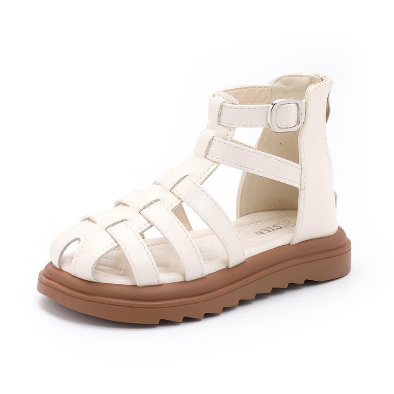 Brytyjski styl sandały dziecięce dziewczęce letnie dziecięce ażurowe buty plażowe modne codzienne dziewczęce wysokie proste rzymianki