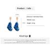 Vintage Blue Pleated Irregular Pendant Earrings for Women Fashion Geometric Dangle Earrings Design Inspired Jewelry Gift