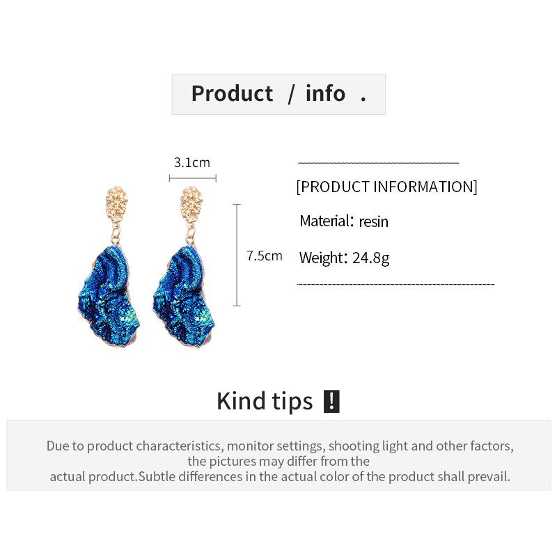Vintage Blue Pleated Irregular Pendant Earrings for Women Fashion Geometric Dangle Earrings Design Inspired Jewelry Gift