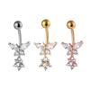 Piercing ombelicale in acciaio chirurgico con zircone a forma di farfalla
