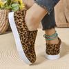 Comfortable Women's Chic Leopard Print Slip-On Sneakers Synthetic Faux Leather Insole