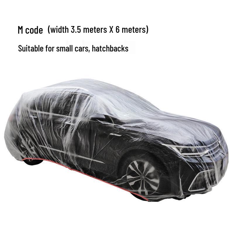 Universal Disposable Car Cover - Sun, Rain, and Dust Protection, Transparent Plastic, Full One-Piece Coverage Single Pack
