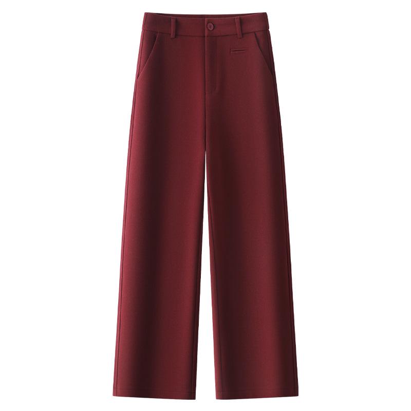 

Ankola Women s 2024 Red Wool Casual Straight-Leg Nine-Point Pants for Autumn/Winter M