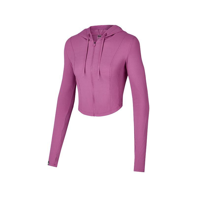Skechers Hooded Zipper Cardigan Skin-Friendly Knitted Sweatshirt Women outerwear Deep-Purple P424W184-02W6 S