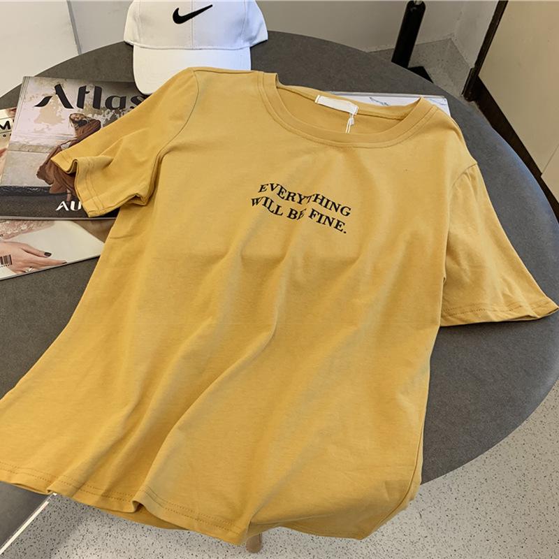 Γυναικείο Φαρδύ Καλοκαιρινό T-Shirt από Βαμβάκι - Κορεάτικο Μαθητικό Στυλ, Ευρωπαϊκό & Αμερικάνικο Casual Μπλουζάκι με Μανίκι Μέχρι τον Αγκώνα