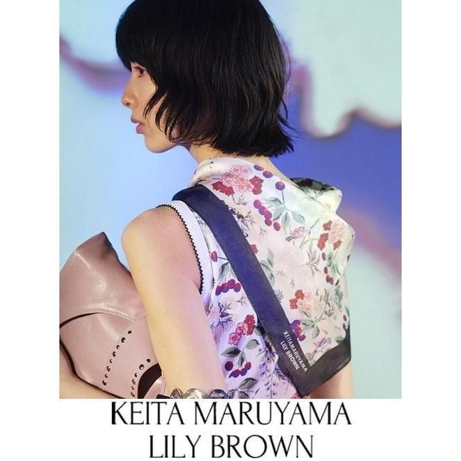 (10% OFF & 300 yen OFF for a limited time) Lily Brown [KEITA MARUYAMA] Botanical cherry pattern silk scarf 26 Spring approx. LWGG261353