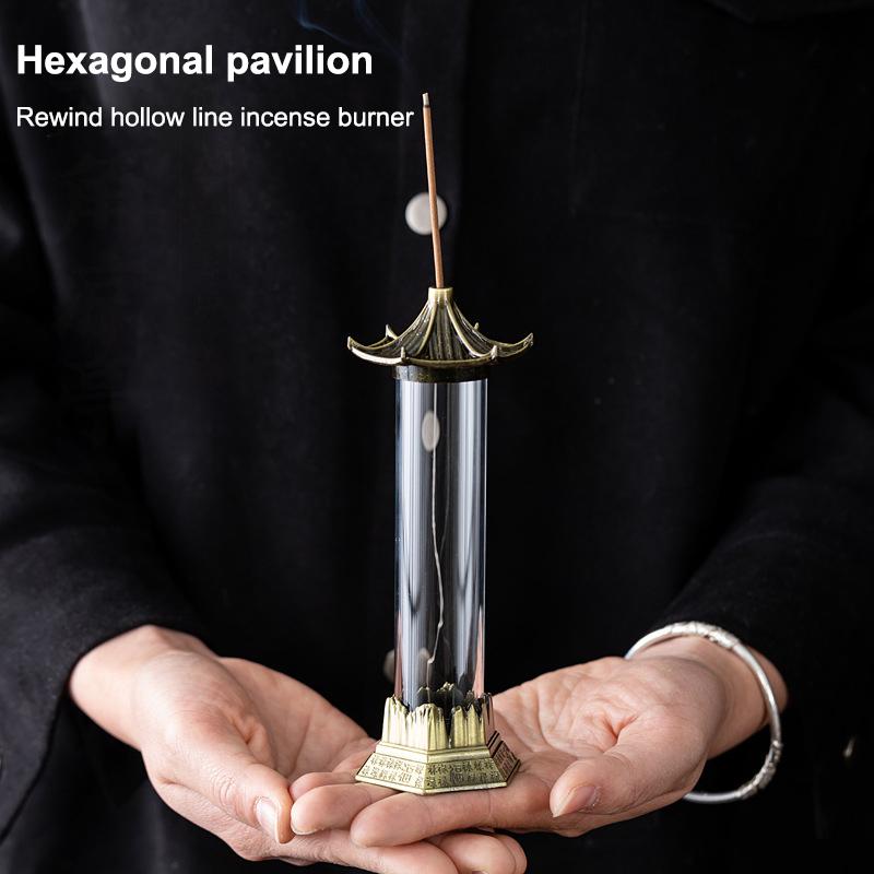 Kreativní stojánek na tyčinkové kadidlo Pagoda Průhledný aromaterapeutický hořák Šestihranný pavilon Hořák na kadidlo Domácí dekorace