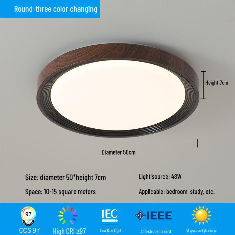 Walnut Wabi-Sabi Ceiling Lamp: Eye-Friendly Full Spectrum Lighting for Living Room, Bedroom, or Study.