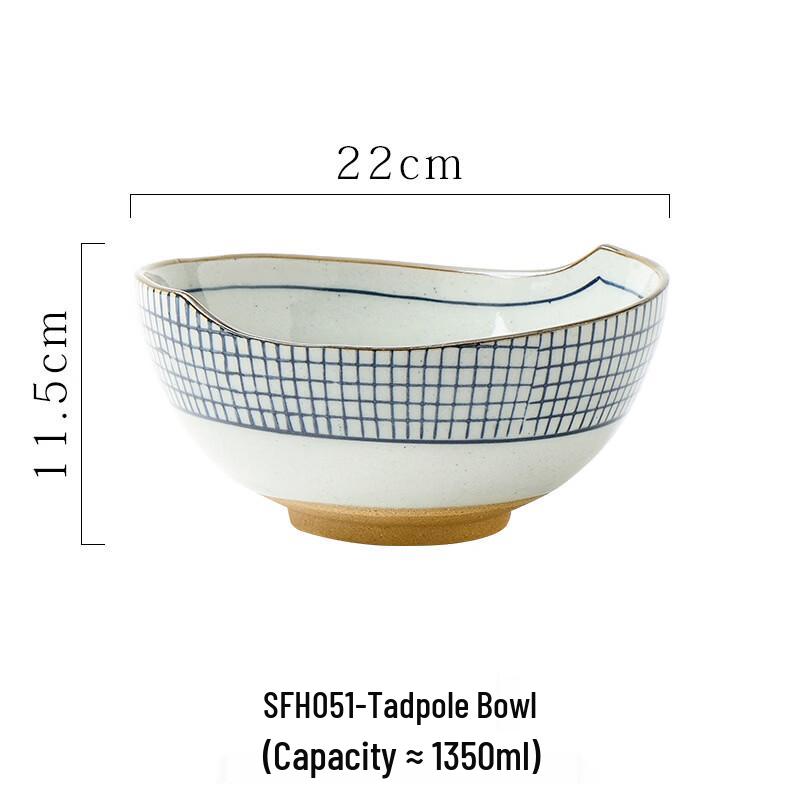 ZISIZ Hand-Painted Japanese/Korean Ceramic Noodle Bowl