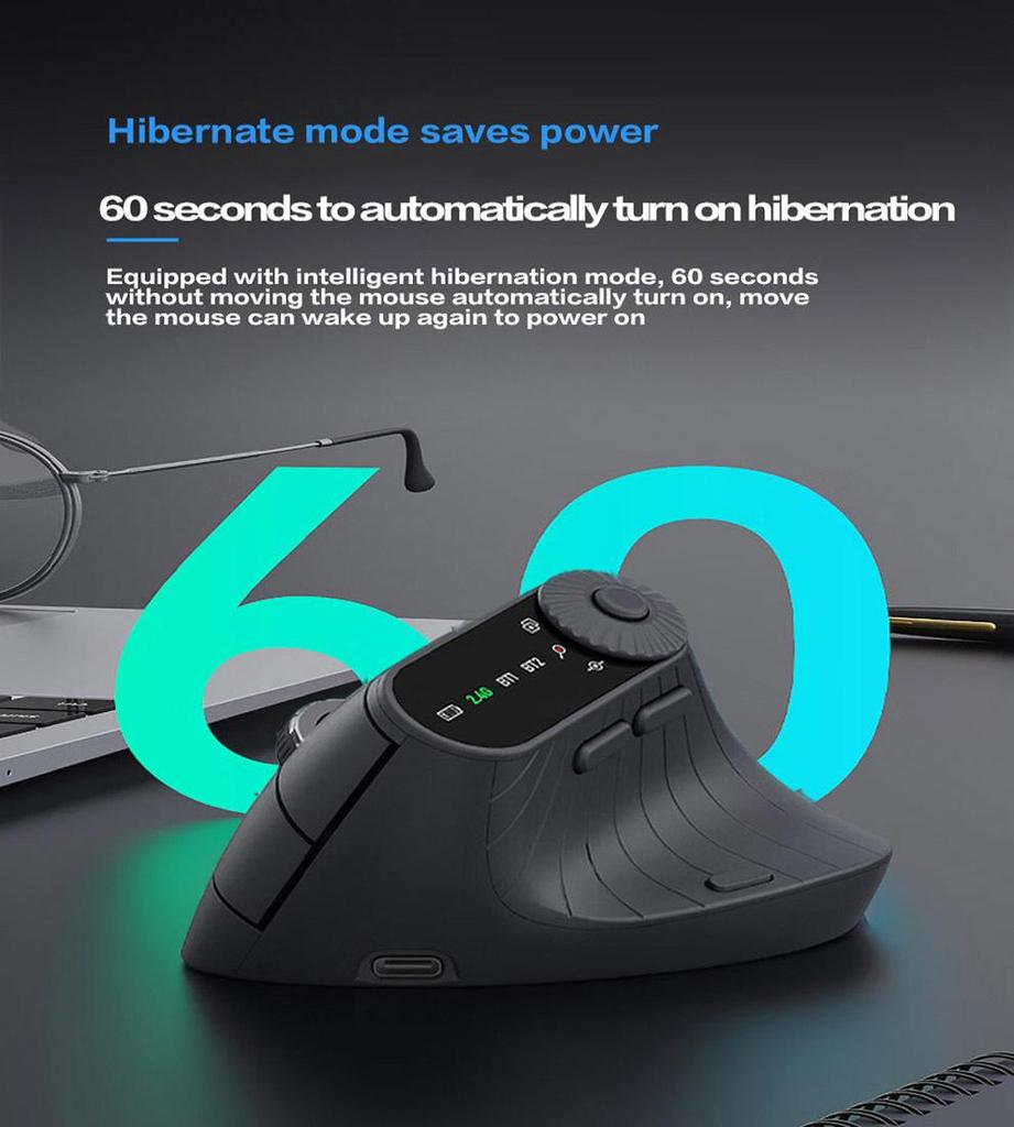 JOMAA Ergonomische kabellose Bluetooth wiederaufladbare vertikale leise Maus