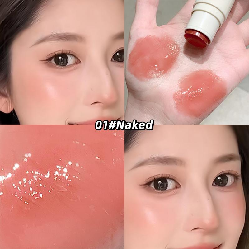 GEGE BEAR Fard de obraz hidratant și stick de fard de obraz, stick de fard de obraz natural umed, iluminator cu luciu ridicat și fin, potrivit pentru călătorii