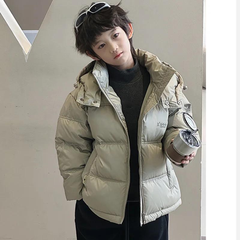 

Зимові теплі пуховики для хлопчиків, дитячі куртки з бавовняною підкладкою, дитячий одяг, дитячий верхній одяг з капюшоном, 5-12 років 140 шампанського