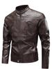 Cross-European size new men's leather jacket casual fashion stand-up collar jacket men's leather jacket motorcycle jacket