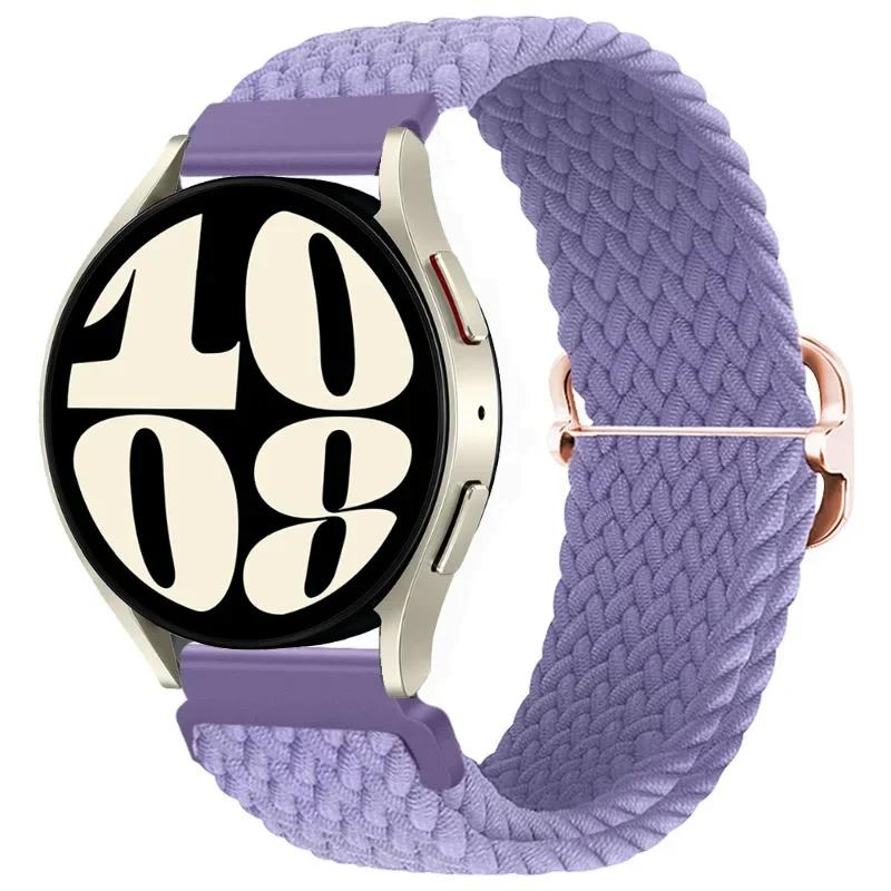 

20 22mm Nylon Loop Band for Samsung Galaxy Watch 7 6 5 44 40mm/5 Pro 45mm Bracelet for Amazfit Bip 6 5/Huawei Watch GT5/GT4 Belt Strap width 20mm лаванда фіолетовий колір