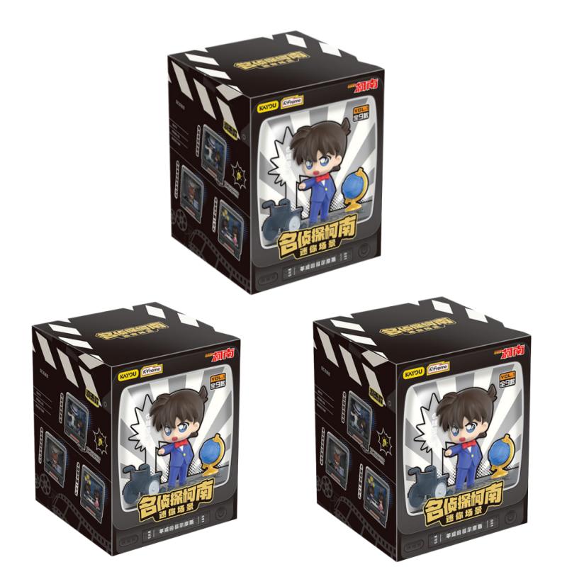 Original KAYOU Detective Conan Mini Scene Retro TV Series Blind Box PVC Anime Character Model Collection Toys Gifts