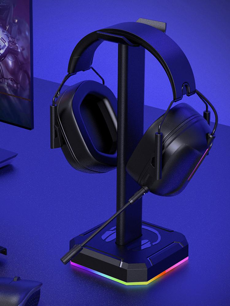 Headset Support Stand RGB Backlight Headphone Display Rack Space Saving Desktop Organizer Vertical Bracket Hanger