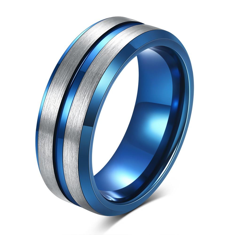 Wolframstahl Schlichter Breiter Ring 6 8mm Gerillt Gebürstet Unisex Zweifarbig Edelstahlring