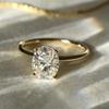 2ct Oval Cubic Zirconia Engagement Ring: Yellow Gold Plated Wedding Proposal Ring: Art Deco Solitaire Bridal jewelry gift for her
