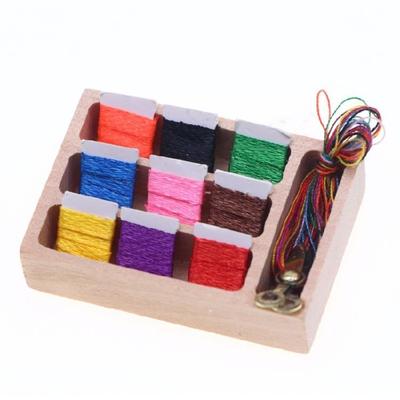 Decorative Wooden Thread Storage Miniature Furniture Realistic Dollhouses Sewing Accessory