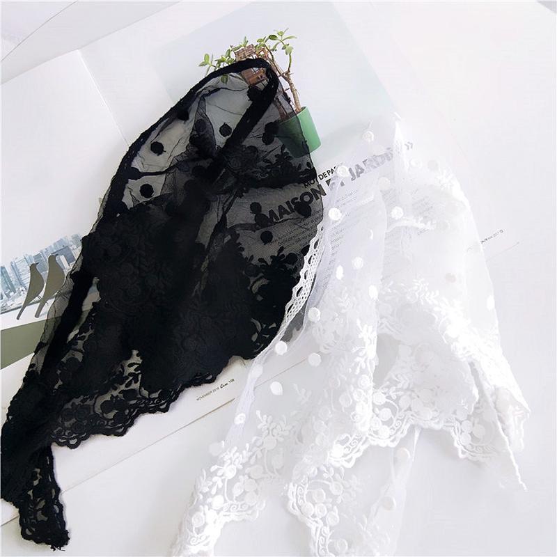 Women Embroidered Floral Lace Triangle Neck Scarf