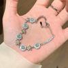 Pulsera coreana ajustable de flor de rombo de circón - Joyería elegante y versátil para mujer