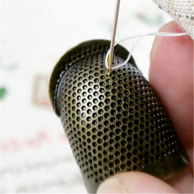 Adjustable Retro Thimble Ring Finger Hand Non-slip Embroidery Needle Press Finger Protector Finger Sleeve Universal Thimble